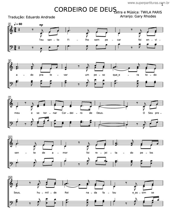 Partitura da música Cordeiro De Deus v.28