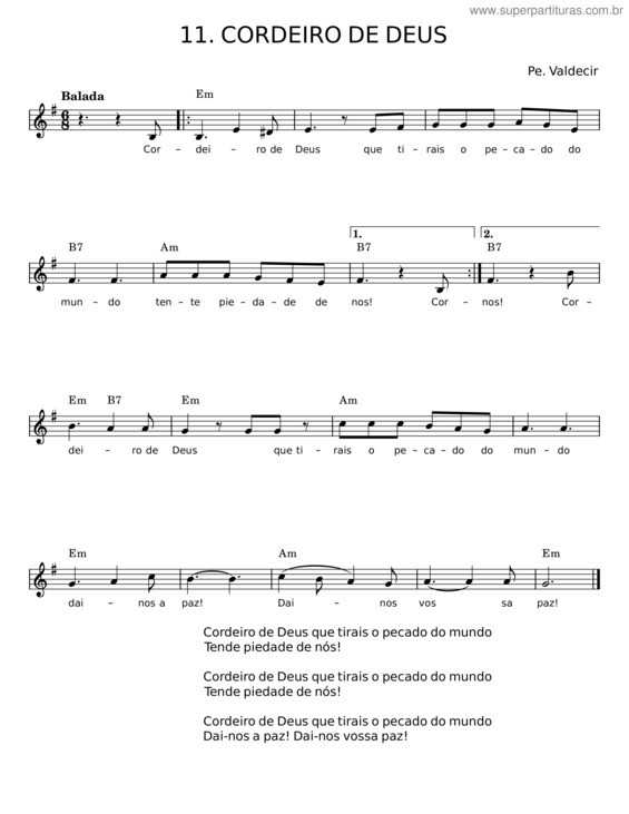 Partitura da música Cordeiro De Deus v.29