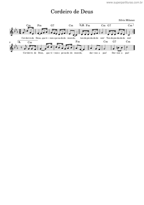 Partitura da música Cordeiro De Deus v.31