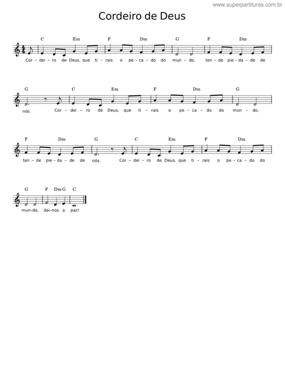 Partitura da música Cordeiro De Deus v.33