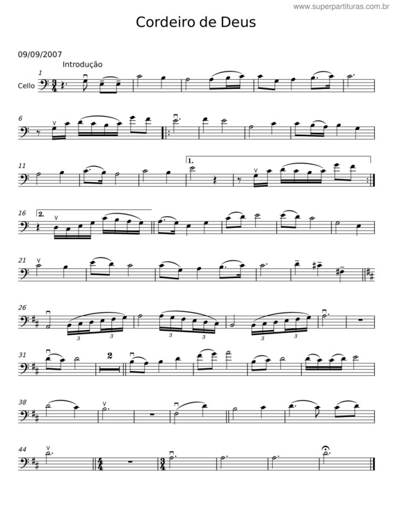 Partitura da música Cordeiro De Deus v.36