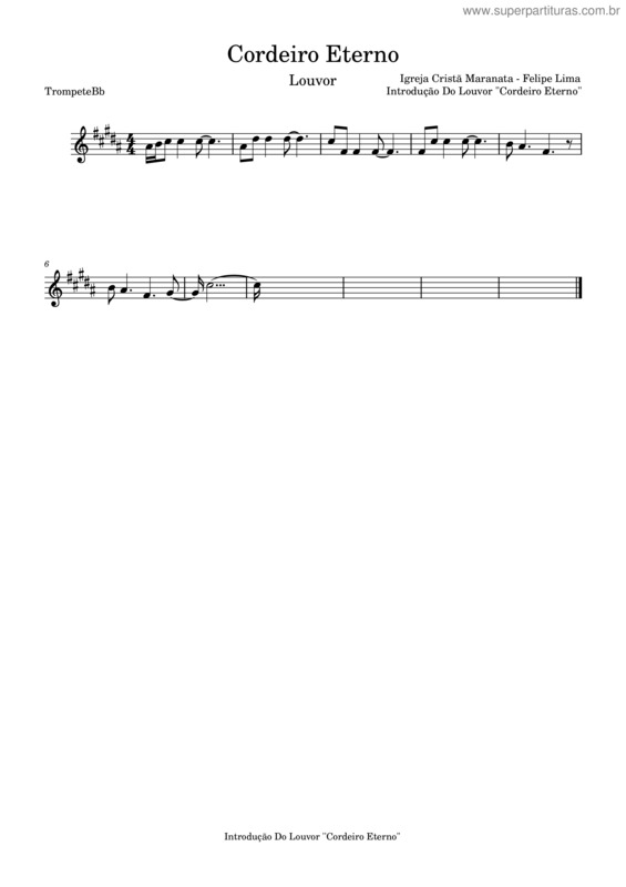 Partitura da música Cordeiro Eterno v.2