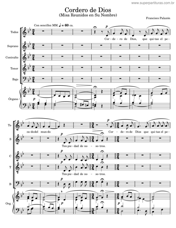 Partitura da música Cordero De Dios v.4