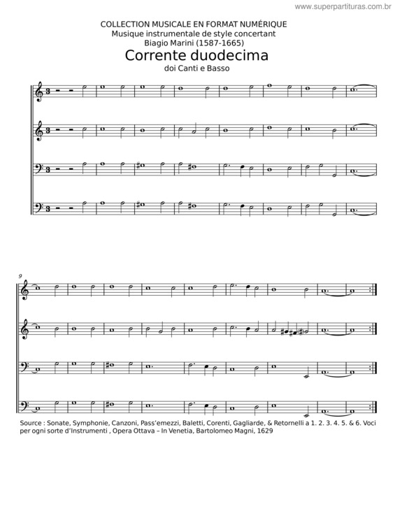 Partitura da música Corrente Duodecima