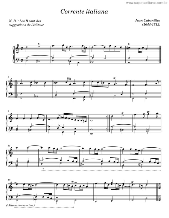 Partitura da música Corrente Italiana