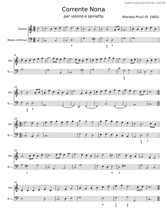 Partitura da música Corrente Nona