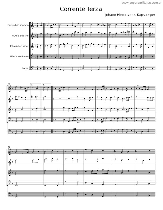 Partitura da música Corrente Terza