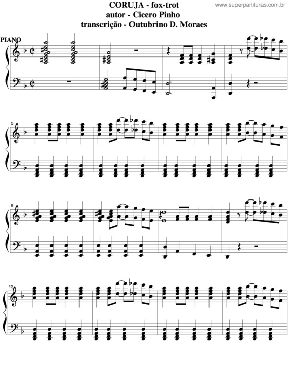 Partitura da música Coruja