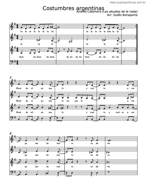 Partitura da música Costumbres Argentinas