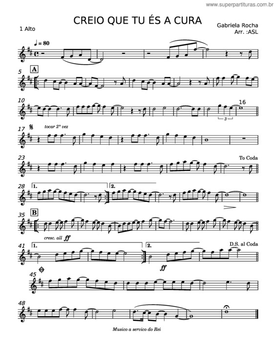 Partitura da música Creio Que Tú És A Cura v.6