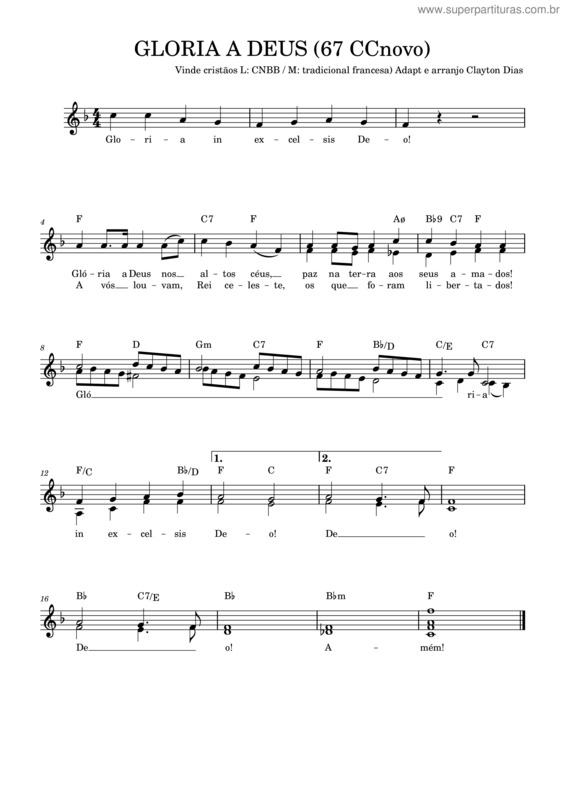 Partitura da música Cristãos, Vinde Todos