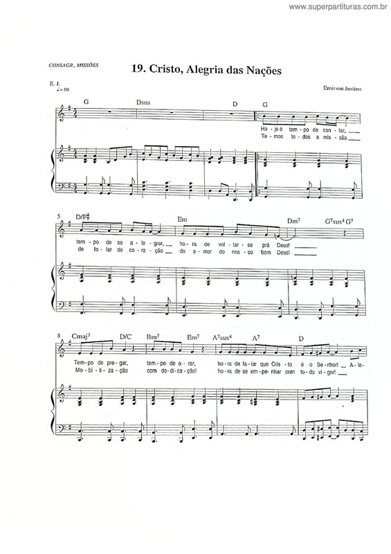 Partitura da música Cristo, Alegria Das Nações