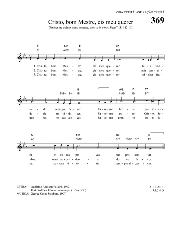 Partitura da música Cristo Bom Mestre Eis Meu Querer