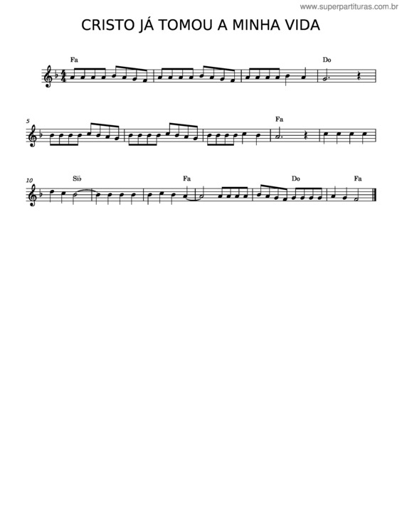 Partitura da música Cristo Já Tomou A Minha Vida