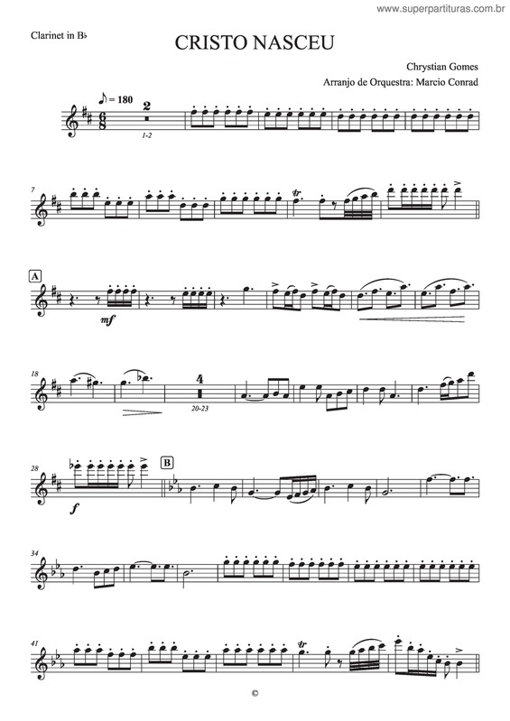 Partitura da música Cristo Naceu