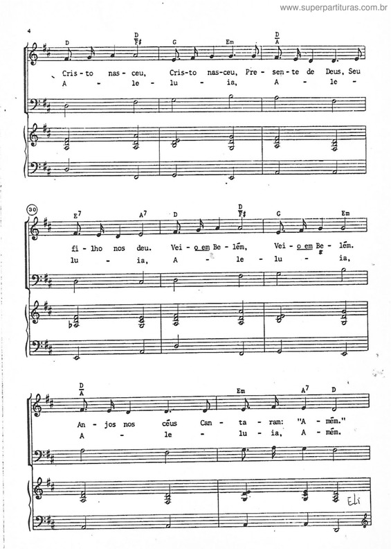 Partitura da música Cristo Nasceu 4