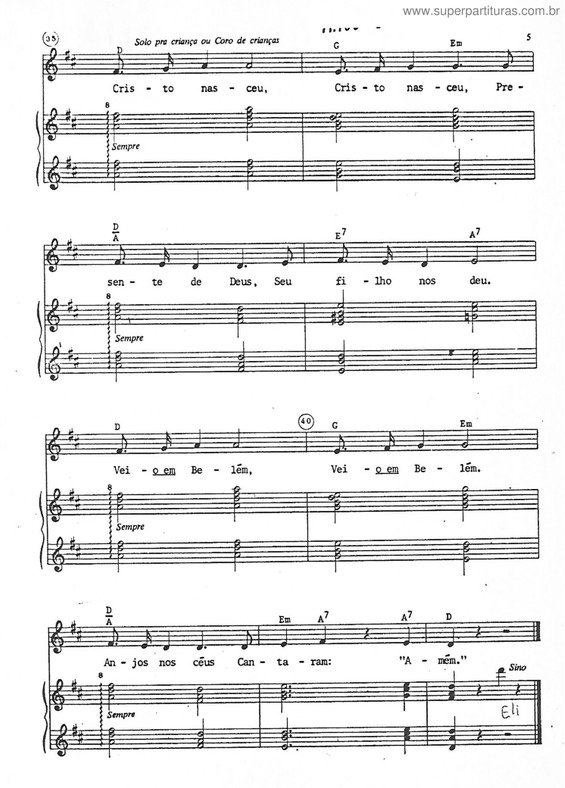 Partitura da música Cristo Nasceu 5