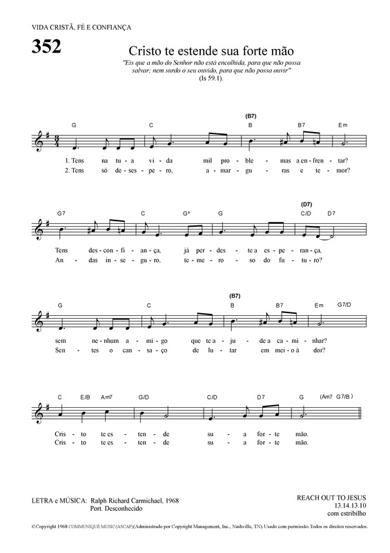 Partitura da música Cristo Te Estende Sua Forte Mão