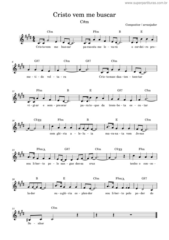 Partitura da música Cristo Vem Me Buscar v.2