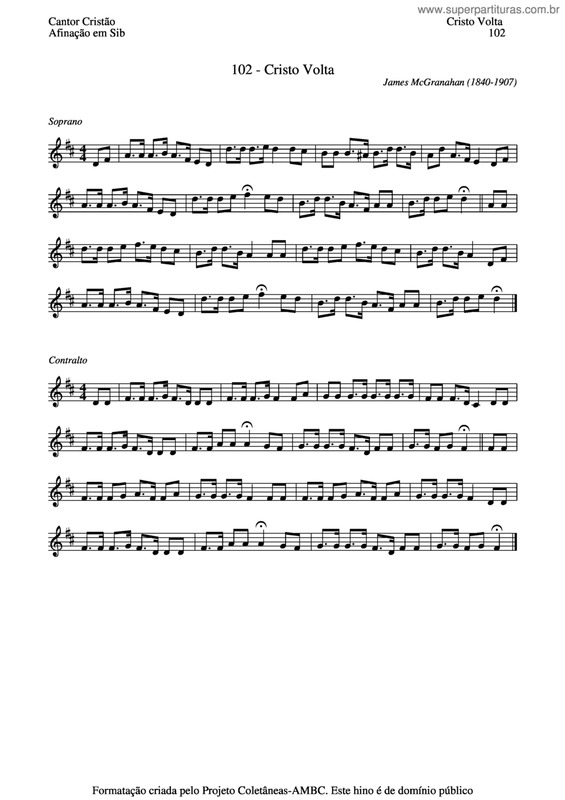 Partitura da música Cristo Volta v.3