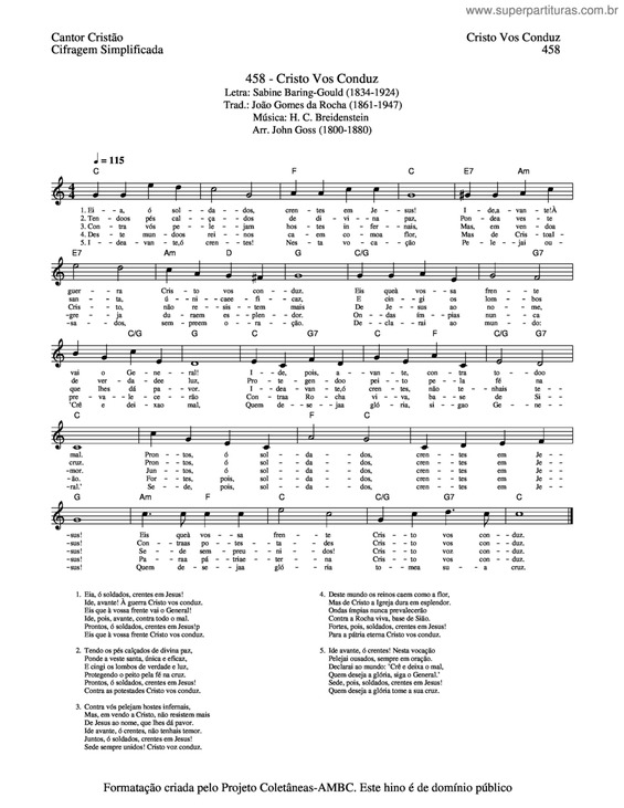 Partitura da música Cristo Vos Conduz