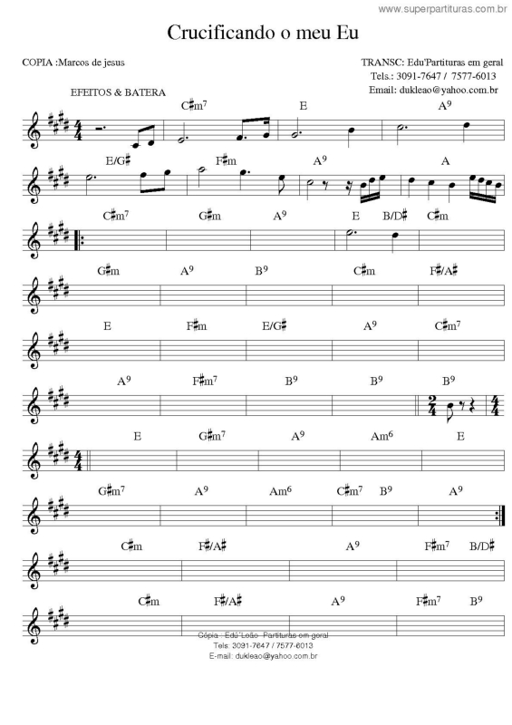 Partitura da música Crucificando O Meu Eu