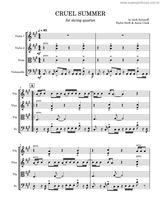 Partitura da música Cruel Summer v.4