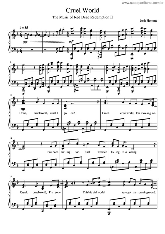 Partitura da música Cruel World