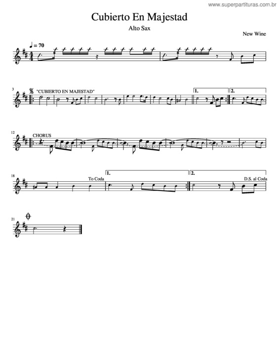 Partitura da música Cubierto En Majestad