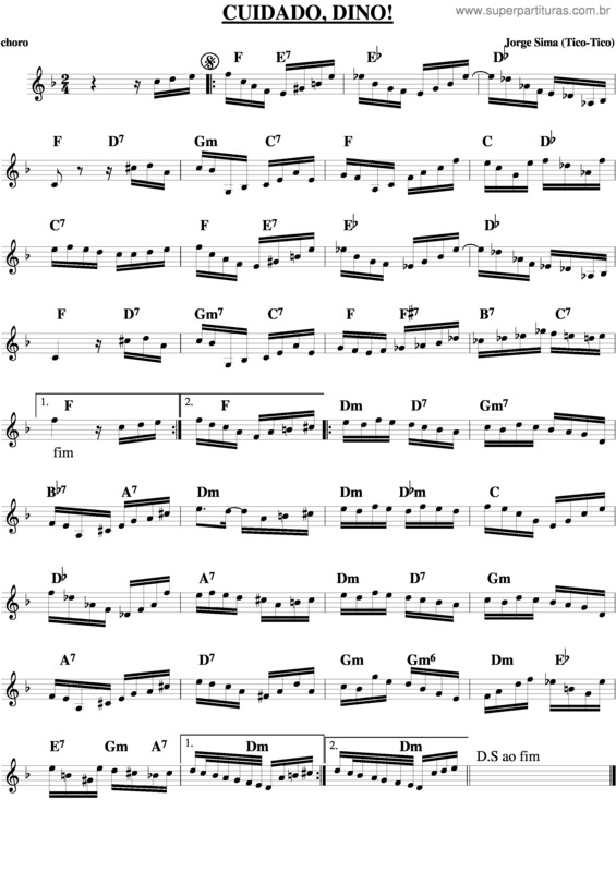 Partitura da música Cuidado Dino