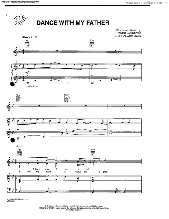 Partitura da música Dance With My Father v.4