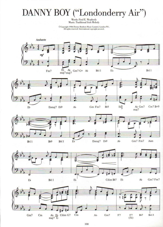 Partitura da música Danny Boy