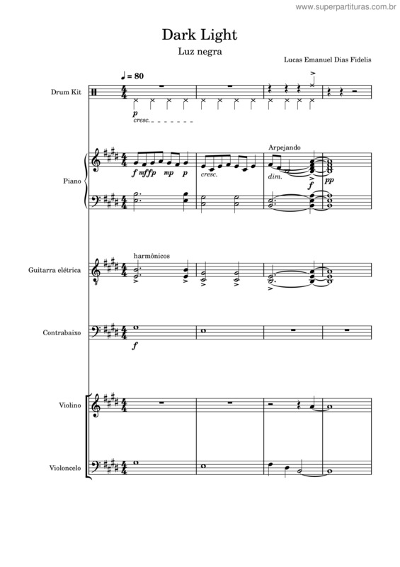 Partitura da música Dark Light