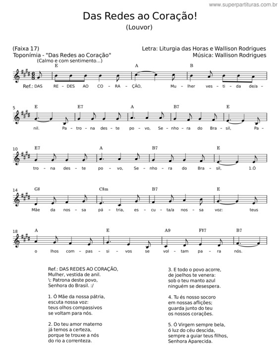 Partitura da música Das Redes Ao Coração v.2