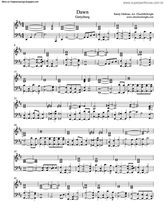 Partitura da música Dawn (Gettysburg)