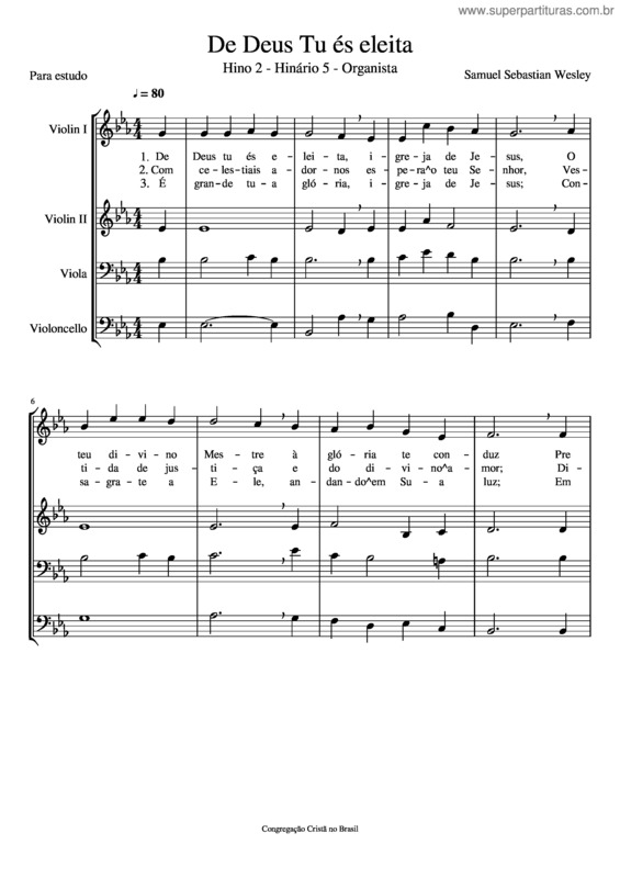 Partitura da música De Deus Tu És Eleita Hinário 5