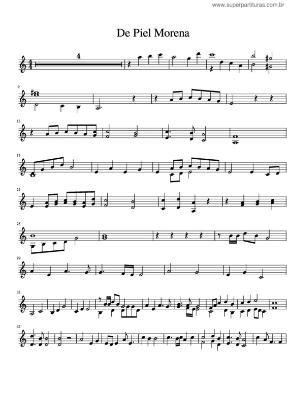 Partitura da música De Piel Morena