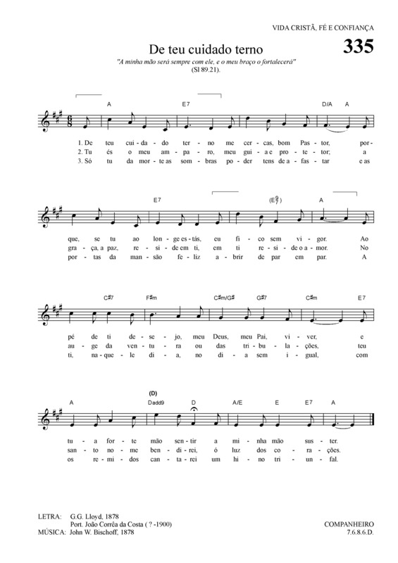 Partitura da música De Teu Cuidado Terno