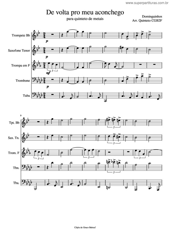 Partitura da música De Volta Pro Meu Aconchego v.6