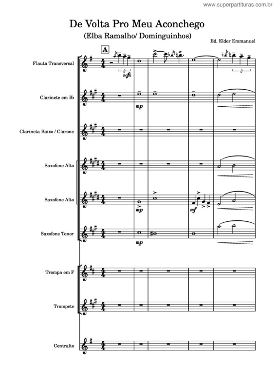 Partitura da música De Volta Pro Meu Aconchego Voz E Sopro