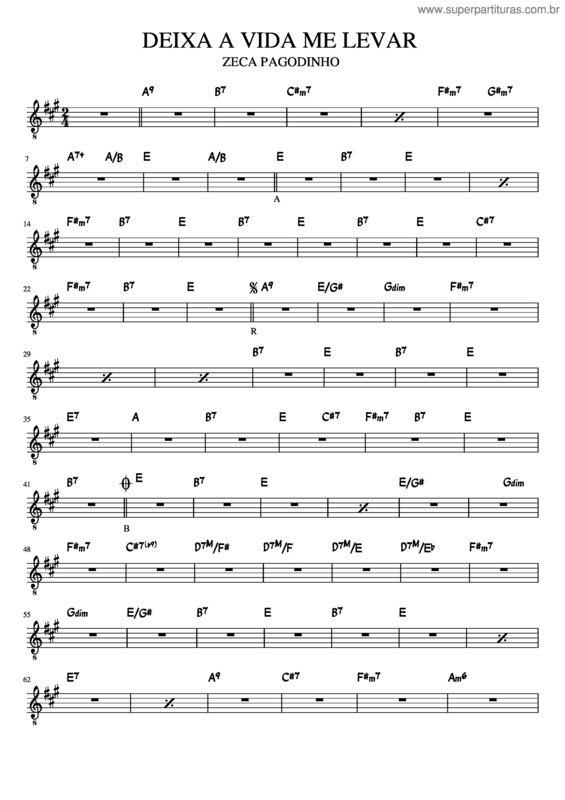 Partitura da música Deixa A Vida Me Levar v.6