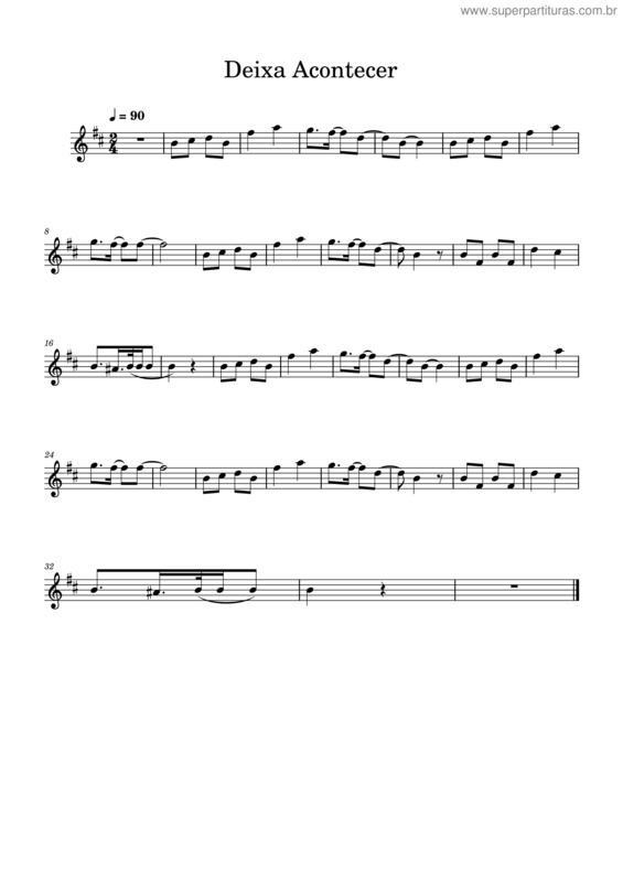 Partitura da música Deixa Acontecer Saxalto