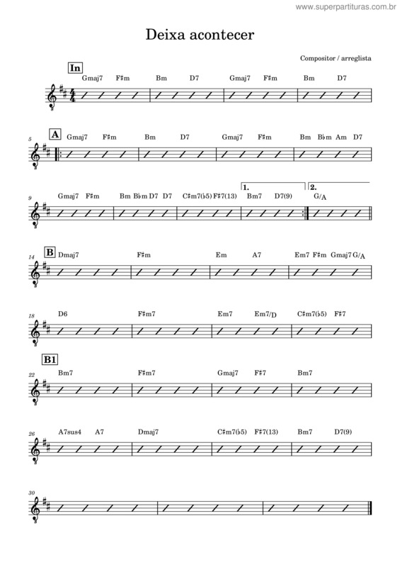 Partitura da música Deixa Acontecer v.4