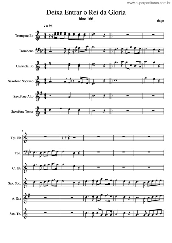 Partitura da música Deixa Entrar O Rei Da Gloria v.5