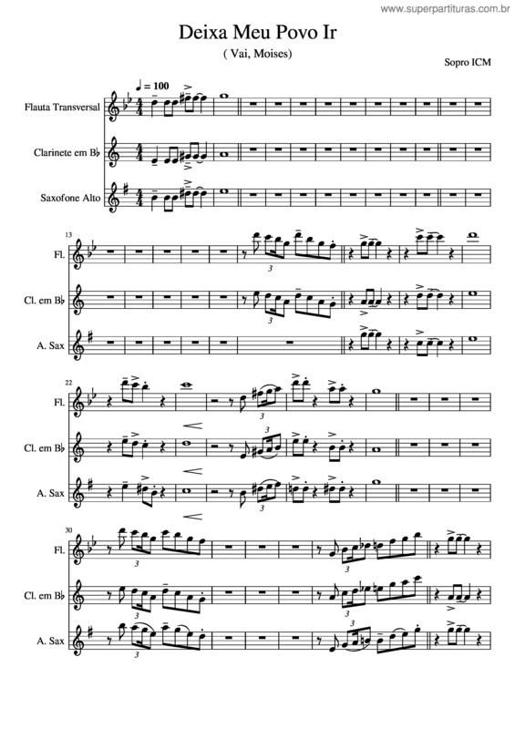 Partitura da música Deixa Meu Povo Ir