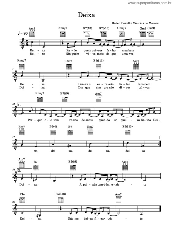 Partitura da música Deixa v.7