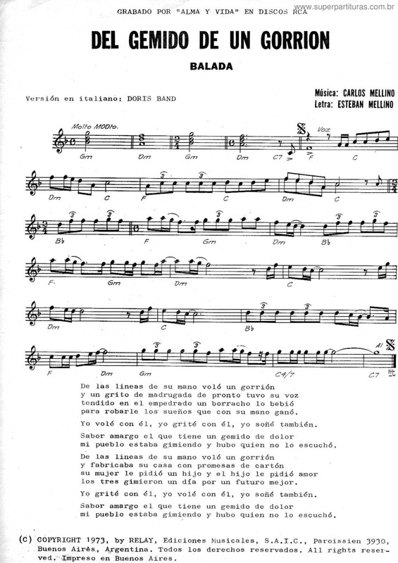 Partitura da música Del Gemido De Un Gorrión