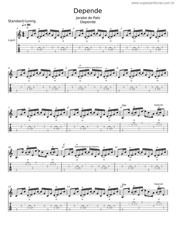 Partitura da música Depende