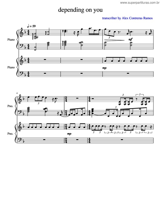 Partitura da música Depending On You