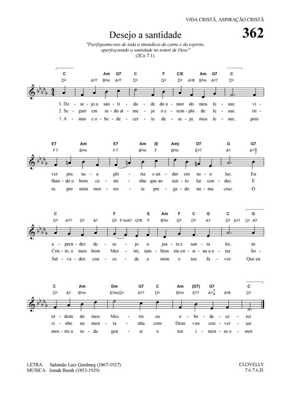 Partitura da música Desejo A Santidade